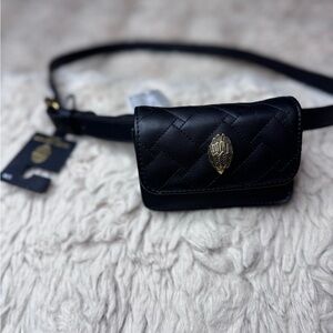 Kurt Geiger Black Quilted Belt Bag with Gold Accent
